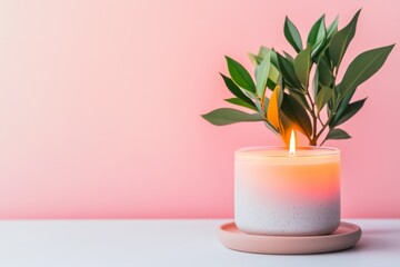 Aufkleber - A clean minimalist design of a single candle glowing softly on a plain white background, symbolizing tranquility