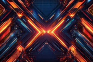 Poster - A computer generated image of a cross with orange and blue lines