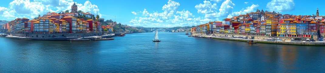 Porto's enchanting old city comes to life in this beautiful daytime panorama