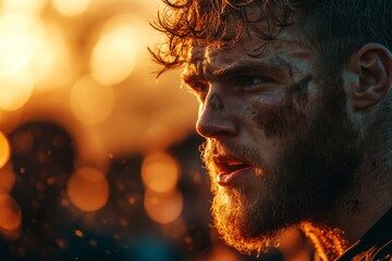 Poster - A close-up of a player angry expression during a heated argument in a sports match, their face intense and voice raised