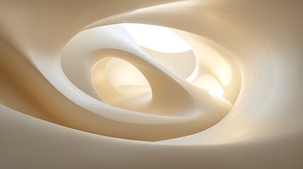 Abstract Beige Swirling Architectural Forms