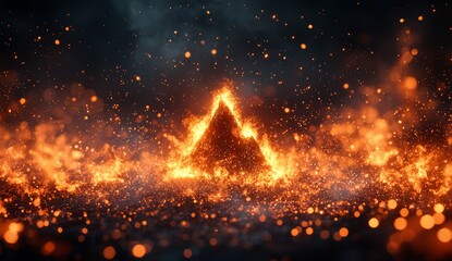Poster - Fire particles with embers on the backdrop, alongside smoke forming a foggy, misty texture