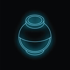 Poster - neon blue glowing jar on a black background