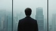 © Georgy - A well-dressed, ambitious businessman occupies a modern office in a high-rise corporate building, exuding vision, ambition, and success, with a cityscape in the background