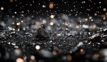 Poster - Fire embers and sparks flying loosely against a black backdrop, suitable for overlay design