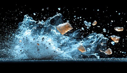 Poster - Isolated random fire ember and spark particles flying against a black background for overlay design