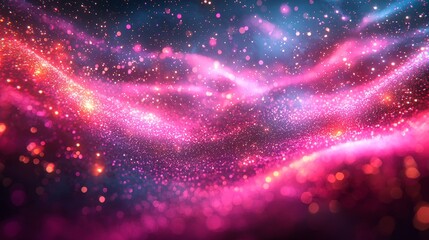 Wall Mural - Golden bokeh particles and highlights accentuate the festive abstract Christmas texture on a dark background
