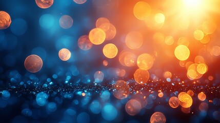 Poster - Warm sunlight effects including overlays and flare light transitions, featuring lens flares and light leaks. High-quality stock images with golden flares isolated on a blue background for design