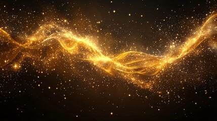 Wall Mural - magical sparkles on a textural black backdrop. an abstract celebration background made of golden gli