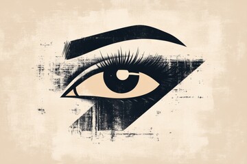 Aufkleber - A minimalist depiction of a wide, frightened eye with a small shadow reflected in the pupil, drawn in clean lines and muted tones