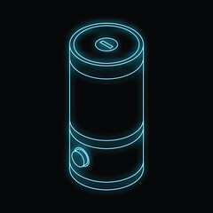 Poster - neon outline of a smart speaker glowing on a black background
