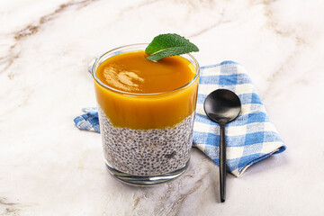 Wall Mural - Sweet dessert - mango with chia