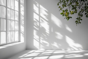 Poster - On a white background, a gray window shadow is overlaid with light blurring for an abstract effect