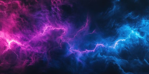 Wall Mural - a vibrant and colorful space scene with a purple and blue lightning bolt streaking through the sky. 