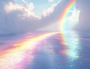 Poster - Mock-up incorporating natural light effects with a rainbow light texture overlay