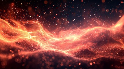 Poster - Aromatherapy is depicted by abstract red smoke steam floating on a black background, with fog creating a layered texture effect