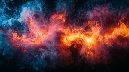 Poster - On a black canvas, abstract smoke and steam evoke the essence of aromatherapy as fog enhances the surface texture
