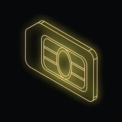Poster - neon yellow credit card is glowing on a black background