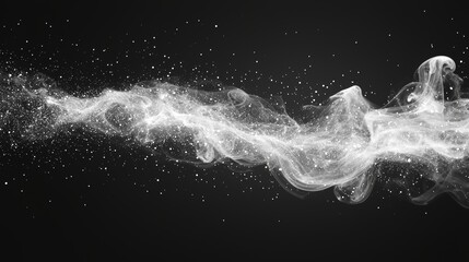 Poster - Isolated on a black background, a fragment of white hot curly steam smoke