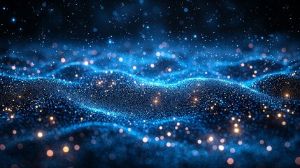 Poster - Abstract digital network graphics floating on a dark background, ideal for technology-themed visuals