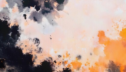 Poster - abstract orange and black watercolor texture for creative backgrounds or modern art design, expressive brushstrokes with soft tones

