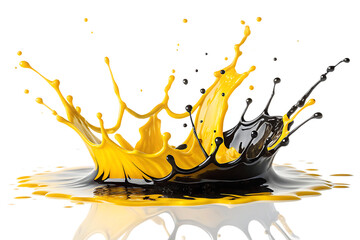 yellow and black paint splash isolated on white background.PNG