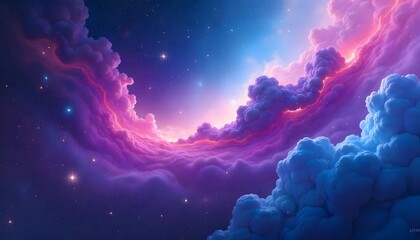 Wall Mural - A breathtaking vista of cosmic clouds with hues of pink, purple, and blue floating among stars in deep space