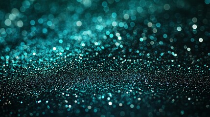 Poster - Close-up of shimmering teal glitter background with a sparkling texture.