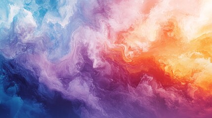 Aufkleber - A vibrant blend of swirling colors in hues of purple, orange, and blue, creating a dreamy abstract atmosphere.
