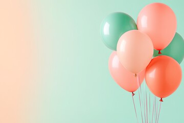 Aufkleber - collection of colorful balloons against clean solid color background minimalistic design with ample copy space for
