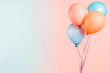 Poster - collection of colorful balloons against clean solid color background minimalistic design with ample copy space for