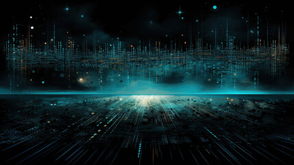 Poster - Digital Cityscape: Futuristic Technology Art