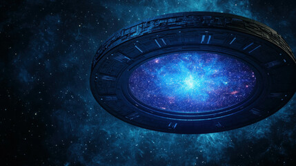 Wall Mural - floating cosmic observatory in the vastness of deep space with brilliant stars and galaxies
