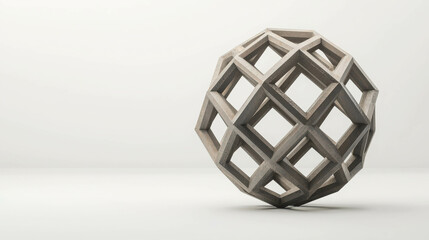 Poster - Intricate Geometric Shape Floating in Space with Interlocking Wooden Frames and Shadows