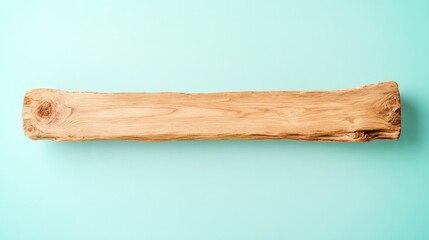 Poster - minimalistic scene featuring wooden beam elegantly placed against solid color background showcasing its rich texture