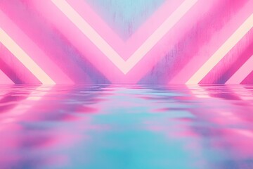 Poster - neon-infused abstract artwork reminiscent of vintage arcade game aesthetics featuring geometric patterns and digital