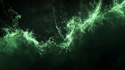 Aufkleber - Abstract green waves against a dark background, creating a mystical and dynamic atmosphere.