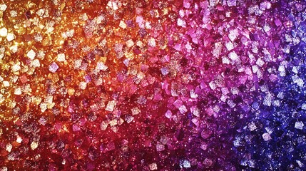 Poster - A vibrant blend of multicolored glitter in shades of orange, pink, and purple, creating a dazzling sparkle effect.
