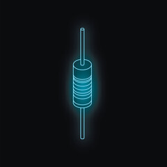 Poster - Blue neon resistor shining on a black background, representing electronic components and circuits