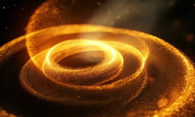 Poster - beautiful cosmic swirl of golden particles against a dark backdrop in mesmerizing space imagery