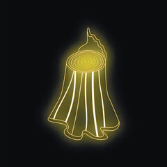 Poster - Neon yellow tree stump glowing on a black background, showcasing a simple yet captivating illustration