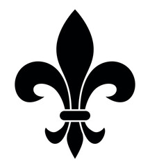 Wall Mural - Fleur-de-lis, black and white vector silhouette illustration of Lily flower heraldic charge shape symbol Fleur de lys, isolated on white