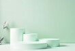 © Anuyj - Light Green round podium in green interior with sunshine. Empty space to showcase your beauty product.