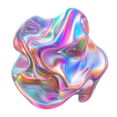Aufkleber - Iridescent Liquid Sculpture: An abstract, digitally created image of a vibrant, iridescent, liquid-like form, exhibiting mesmerizing color shifts and fluid dynamics.  The sculpture’s smooth.