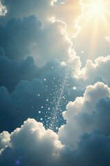 Wall Mural - gently falling silver grains amidst a cloudy sky, fluffy, grain, mood