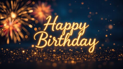 Poster - a festive scene with colorful fireworks in the background and the text \