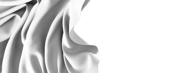 Poster - A close-up shot of a white fabric with soft folds and wrinkles, creating a smooth and elegant texture