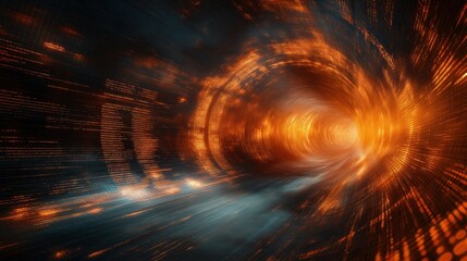 Wall Mural - A tunnel with a bright orange glow