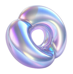 Aufkleber - Iridescent Knot: An abstract 3D rendering of a mesmerizing iridescent knot, showcasing a captivating interplay of light and color. The smooth, glossy surface reflects a spectrum of pastel hues.