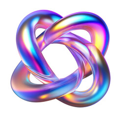 Aufkleber - Chromatic Knot: An iridescent, three-dimensional knot shimmers with vibrant, holographic colors, creating an abstract image perfect for designs and backgrounds.